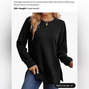 LOT OF 2 Saloogoe Sweatshirt for women Side Split Fall Fashion 2025 Long Sleeve